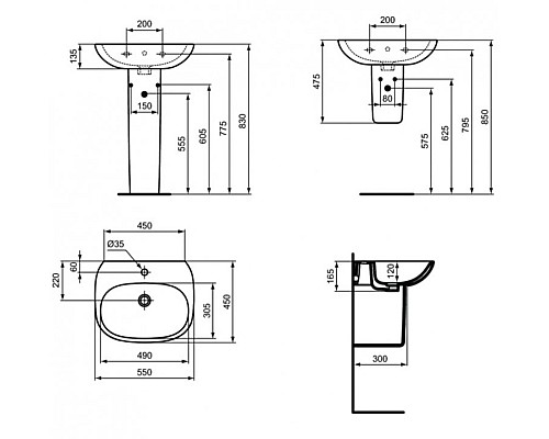 Раковина Ideal Standard Tesi 55 T352301 Euro White