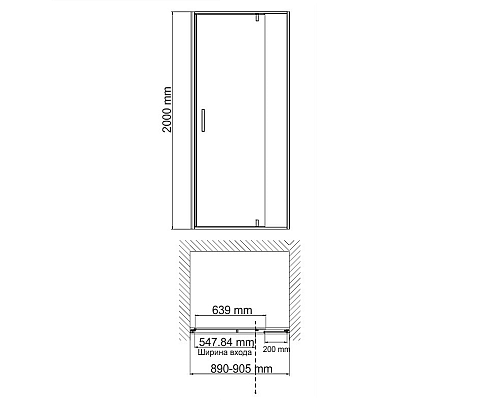 Душевая дверь WasserKRAFT Neime 90 19P04 профиль Белый матовый стекло прозрачное