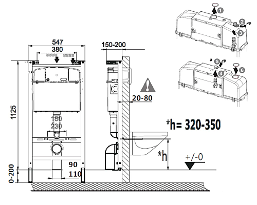 Комплект унитаза с инсталляцией Roca The Gap 893104100 с сиденьем Микролифт и клавишей смыва