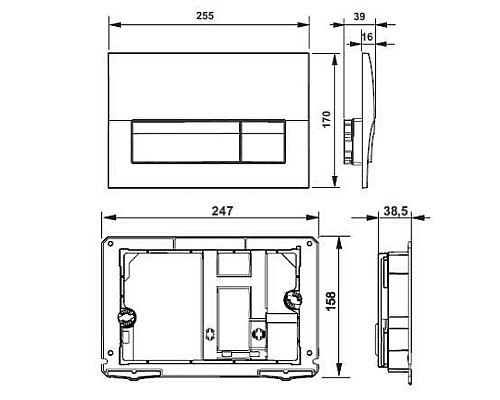 Комплект унитаза с инсталляцией Roca The Gap 893104100 с сиденьем Микролифт и клавишей смыва