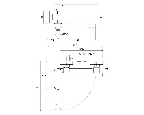 Смеситель для ванны Ravak Chrome X070042