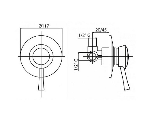 Смеситель для душа Cezares GIUBILEO-DIM-03/24