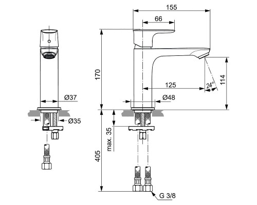 Смеситель для раковины Ideal Standard Connect Air Grande A7015AA Хром