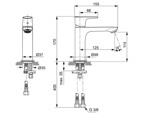 Смеситель для раковины Ideal Standard Connect Air Grande A7015AA Хром