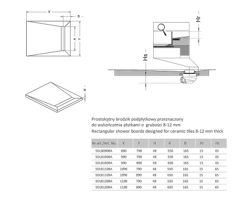 Душевая плита Radaway RadаDrain 109x79 с решеткой Rain