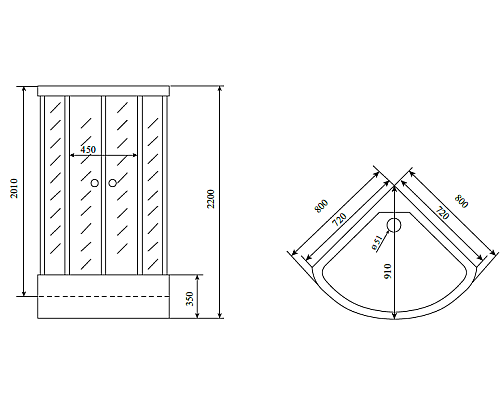 Душевая кабина Timo Comfort 80x80 T-8880F с гидромассажем