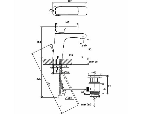 Смеситель для раковины Ravak Flat FL 013.00 X070117 Хром