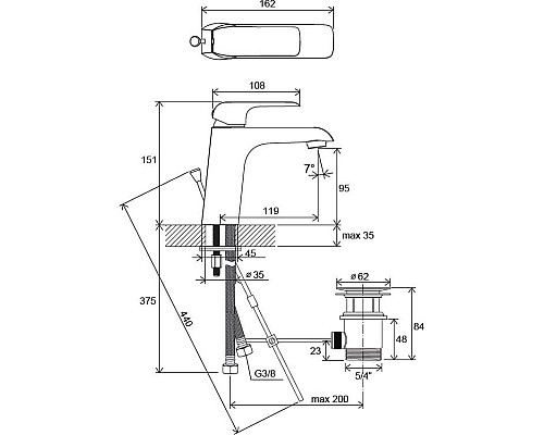 Смеситель для раковины Ravak Flat FL 013.00 X070117 Хром