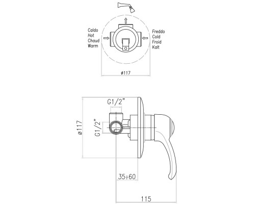 Смеситель для душа Webert Armony AU880101060, медь
