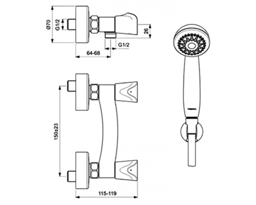 Смеситель для душа Vidima Neo BA333AA Хром