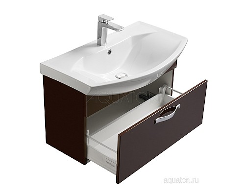 Тумба под раковину Ария 80 подвесная темно-коричневая Aquaton 1A141701AA430