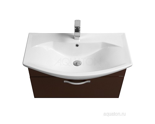 Тумба под раковину Ария 80 подвесная темно-коричневая Aquaton 1A141701AA430