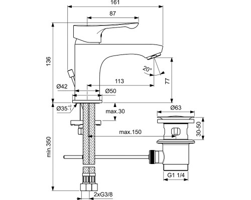 Смеситель для раковины Ideal Standard Dot 2.0 Хром
