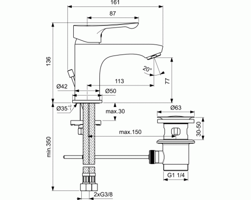 Смеситель для раковины Ideal Standard Dot 2.0 Хром
