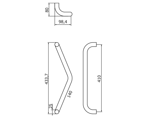 Поручень для ванны Veragio Gifortes L43 изогнутый, бронза