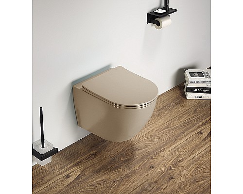 Унитаз CeramaLux 2197MC подвесной Капучино матовый с сиденьем Микролифт