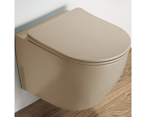 Унитаз CeramaLux 2197MC подвесной Капучино матовый с сиденьем Микролифт