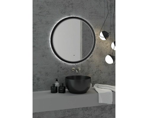 Зеркало Art&Max Napoli AM-Nap-800-DS-F с подсветкой с бесконтактным выключателем Черное матовое