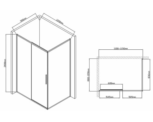 Душевой уголок Vincea Slim-U 120x90 Черный матовый