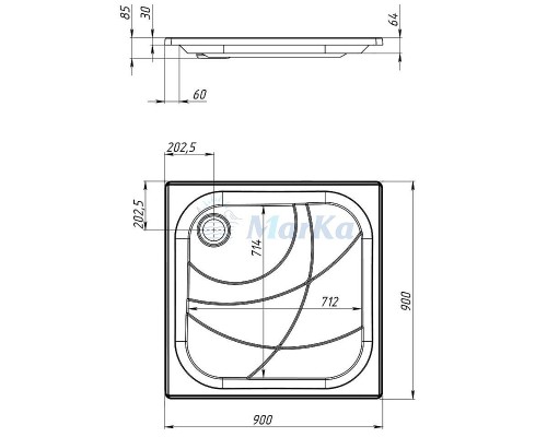 Акриловый поддон для душа 1MarKa Freya New 90x90 Белый