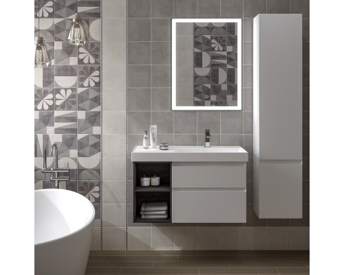Тумба под раковину Kerama Marazzi CUBO правая подвесная с ящиками 90, белая глянцевая