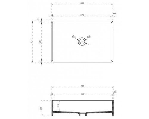 Раковина-чаша Abber Kristall 60 AT2803Onyx Черная