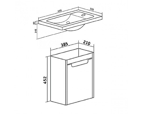 Тумба под раковину Runo МИКРА 40 00000001078