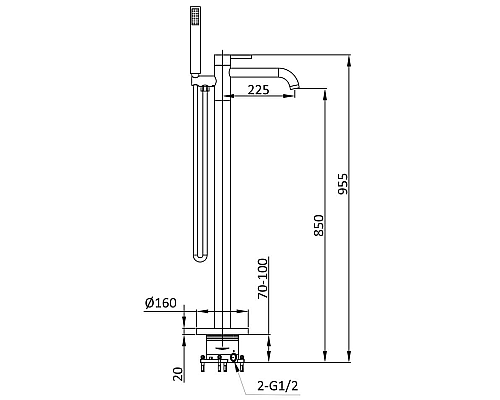 Смеситель для ванны Vincea Desire VTF-1DMB Черный матовый