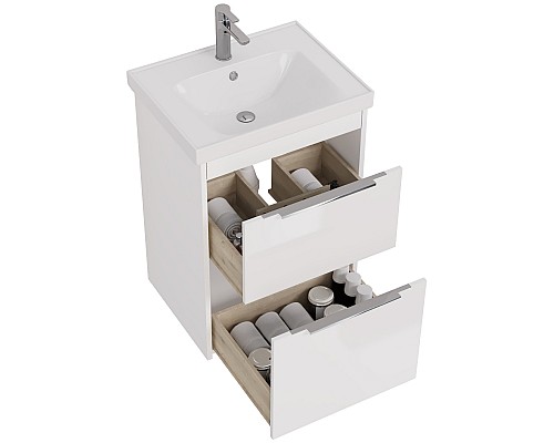 Тумба под раковину Dreja Prime 60 99.9300 подвесная Белый глянец