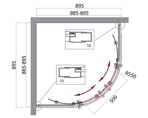 Душевой уголок BelBagno UNO-195-R-2-90-C-Cr 90х90 профиль Хром стекло прозрачное