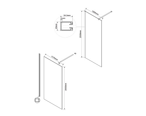 Душевая перегородка Vincea Walk-In 120 VSW-1H120CGB Черный матовый