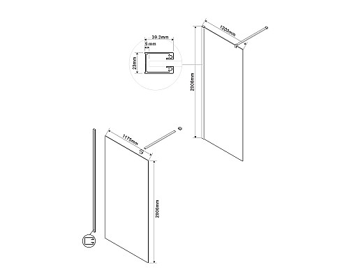 Душевая перегородка Vincea Walk-In 120 VSW-1H120CGB Черный матовый