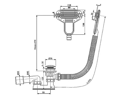 Слив-перелив Radomir Вальс 1-19-2-0-0-183 click-clack Хром