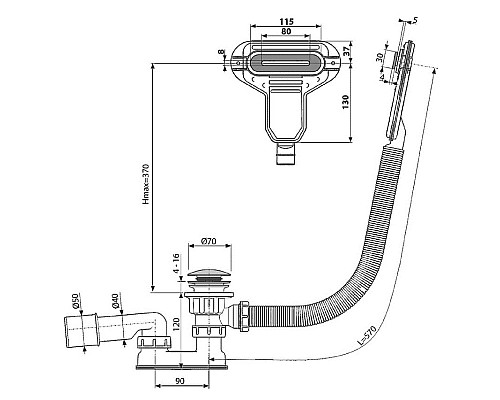 Слив-перелив Radomir Вальс 1-19-2-0-0-183 click-clack Хром