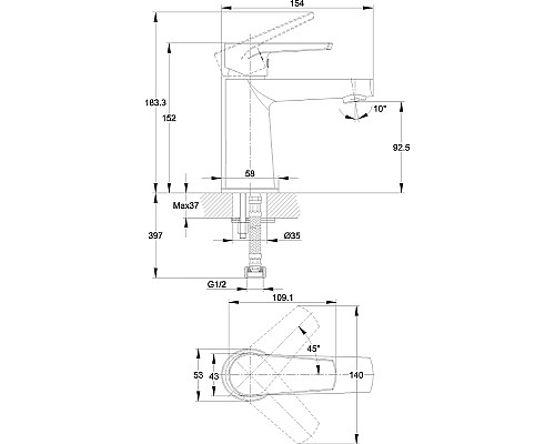 Смеситель для раковины Cersanit Moduo 64094 Хром