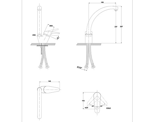Смеситель для кухонной мойки KAISER County 55244-13