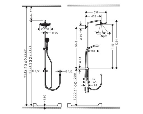 Душевой набор Hansgrohe Croma Select S с термостатом черный 26890340
