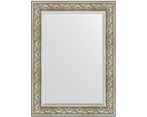 Зеркало Evoform Exclusive 110х80 BY 3476 с фацетом в багетной раме - Барокко серебро 106 мм