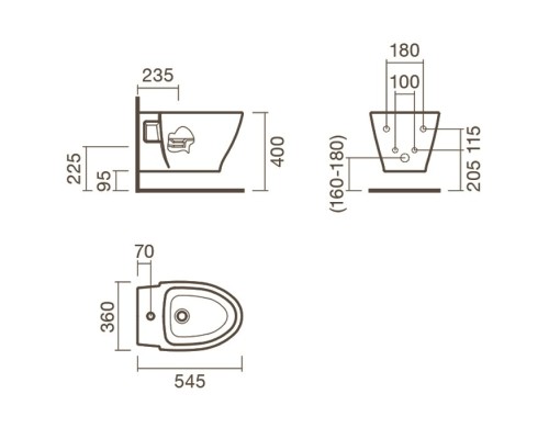 Биде Sanitana Pop Art S10077734900000 подвесное Белое