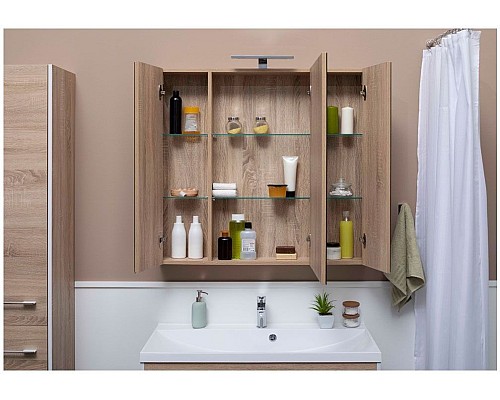 Зеркало-шкаф Aquanet Августа 100 дуб сонома