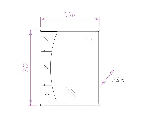 Зеркальный шкаф Onika Луна 55.01 L 205520 с подсветкой Белый