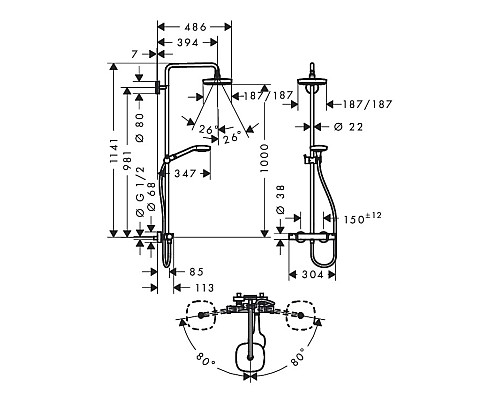 Душевая система Hansgrohe Croma Select E 27256400