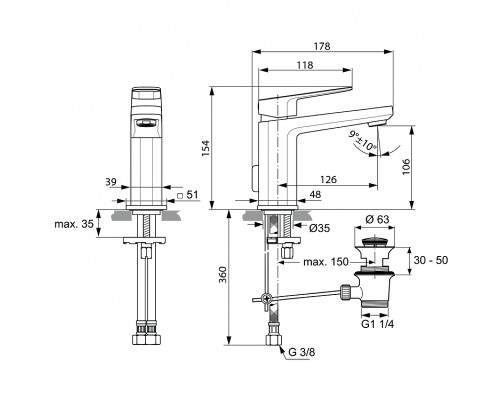 Смеситель для раковины Ideal Standard Tonic II A6326AA Хром