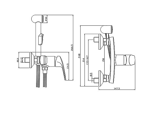 Гигиенический душ со смесителем Rossinka RS45-52 Хром