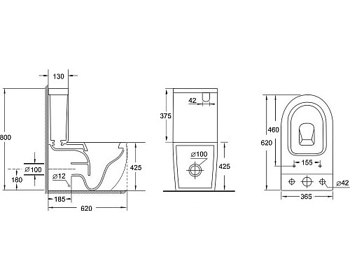 Чаша напольного унитаза Aquanet Cetus 2.0 C1