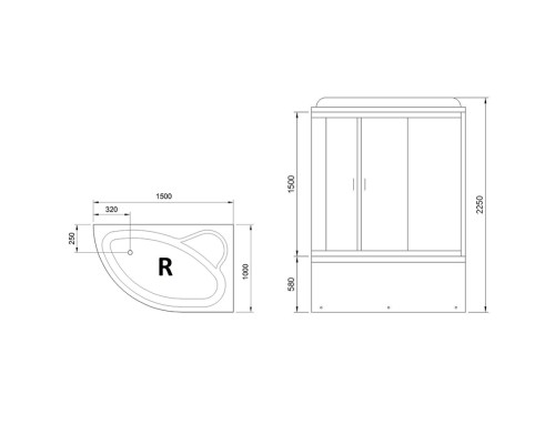 Душевой бокс Royal Bath ALP 150x100 с гидромассажем задние стенки Белые