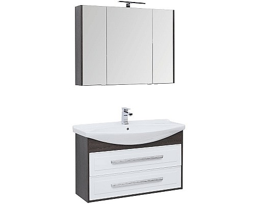 Тумба под раковину Aquanet Остин 105 201731 подвесная Белый глянец Дуб кантербери