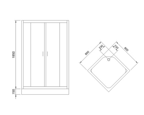 Душевой уголок Royal Bath HP 80х80 RB80HP-T-BL профиль Черный стекло прозрачное