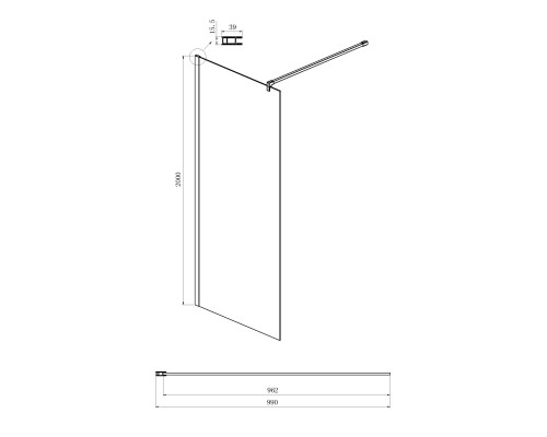 Душевая перегородка Ambassador Walk-in 100х200 15034127 Хром с матовой линией
