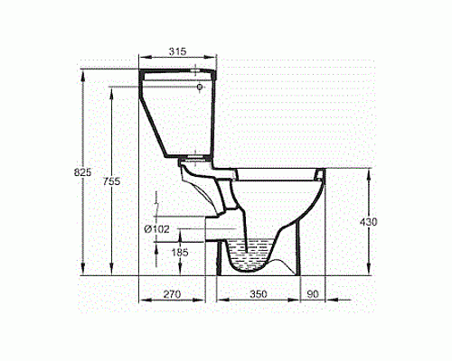 Чаша унитаза с горизонтальным сливом Jacob Delafon 18557K00